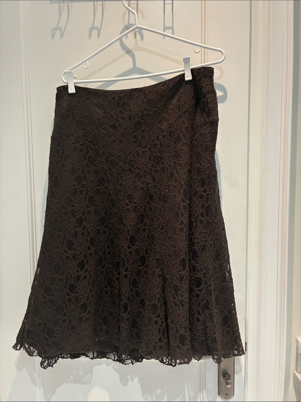 Laura Plus Petites Brown Floral Lace A-Line Skirt Size 14P 👵MT